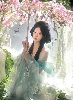 古风汉服粘花伞写真拍照道具lolita飘带唯美lolita伞超仙梦幻重工