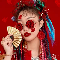 Солнцезащитные очки, креативный золотой реквизит для фотографии в стиле хип-хоп, китайский стиль