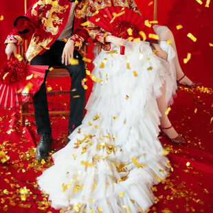 中式婚纱摄影道具金色亮片纸古装拍照手撒彩纸金条婚礼喜庆金箔片