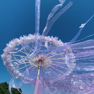 原创唯美古风花伞Lolita汉服配饰拍照道具超仙飘带纱珠链走秀摄影