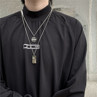 街头方圆牌硬币叠带项链