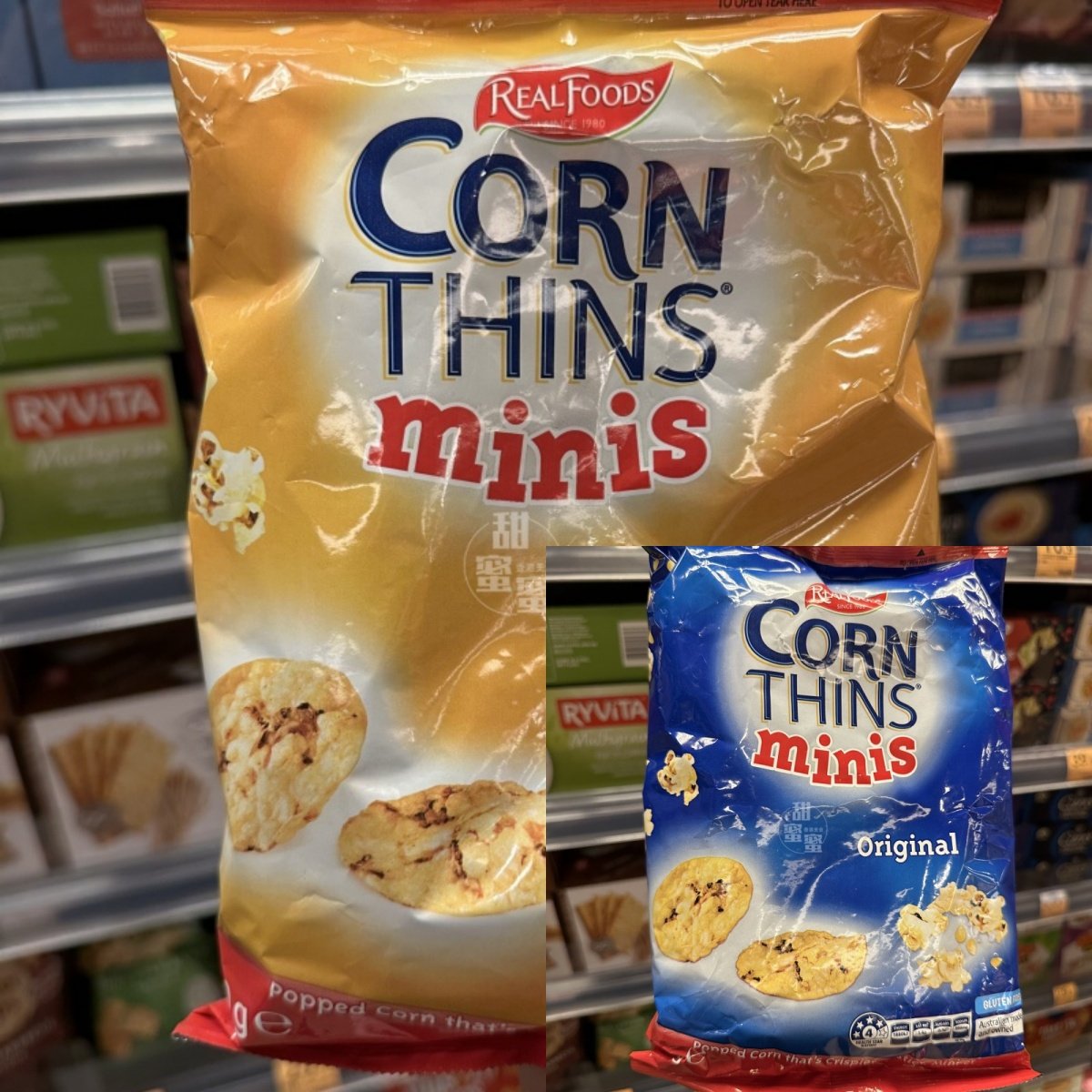 香港代购 REAL FOODS无麸质迷你粟米饼原味/车打芝士味袋装 80g