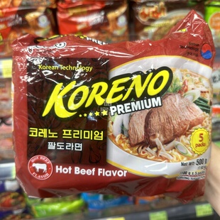 香港代购 KORENO韩式辣牛肉面100g*5连包方便面速食面即食面