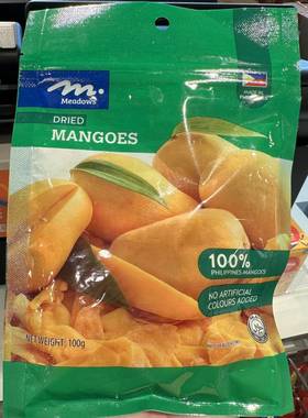 现货香港代购 进口MEADOWS 芒果干袋装100g 水果果脯零食即食蜜饯