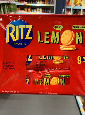 香港代购 进口零食 乐之利脆饼干RITZ柠檬夹心/芝士夹心27g*9包装