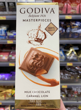香港代购 进口GODIVA焦糖牛奶朱古力砖78.3g 办公室休闲零食