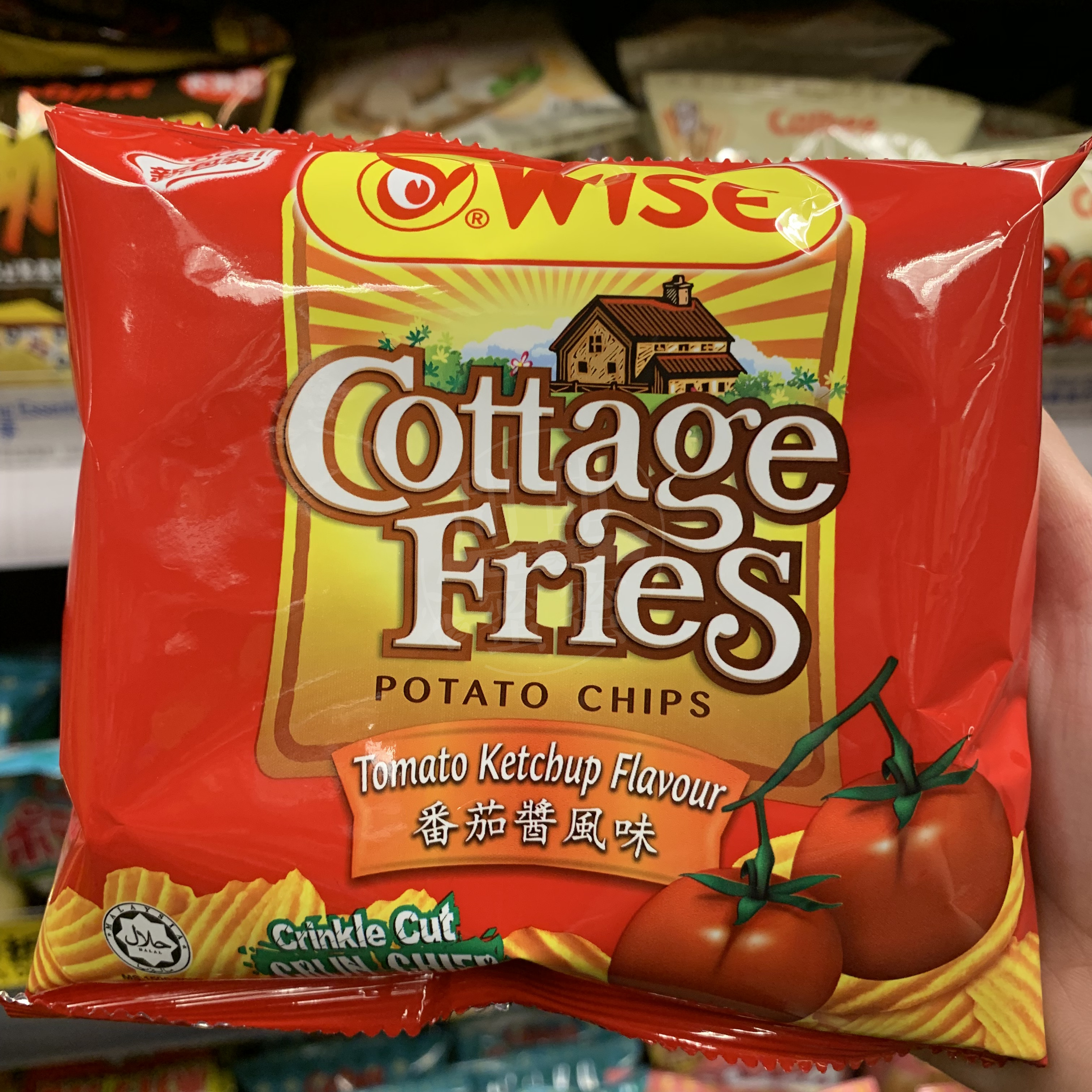香港代购 wise cottage fries威斯比 番茄味薯片 休闲零食 22g