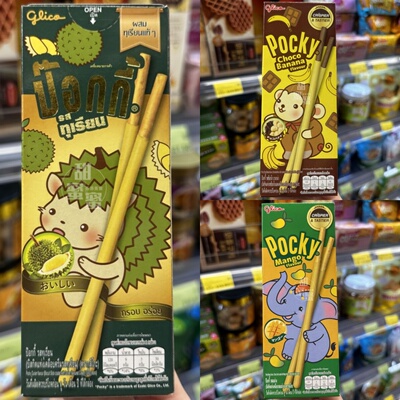 香港代购 进口 固力果Pocky百力滋榴莲/芒果/香蕉饼干棒零食盒装