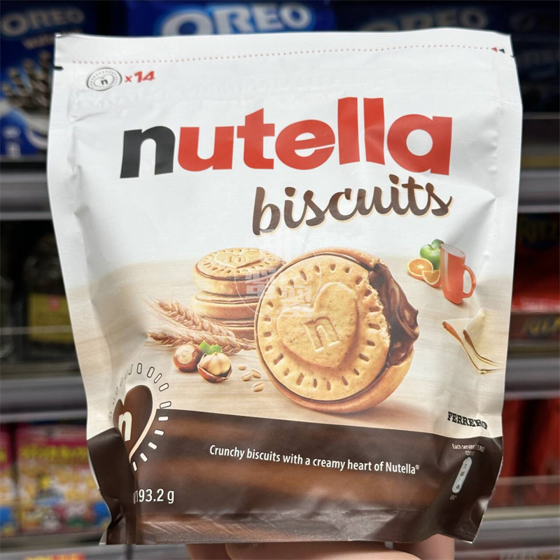 现货 香港代购 能多益nutella榛子巧克力酱夹心饼干14块装 193g
