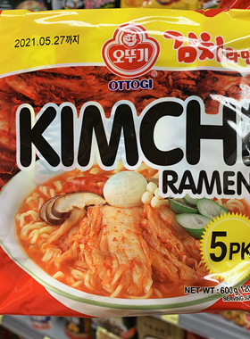 香港代购 韩国进口OTTOGI不倒翁辣白菜面 泡菜拉面 120gX5包