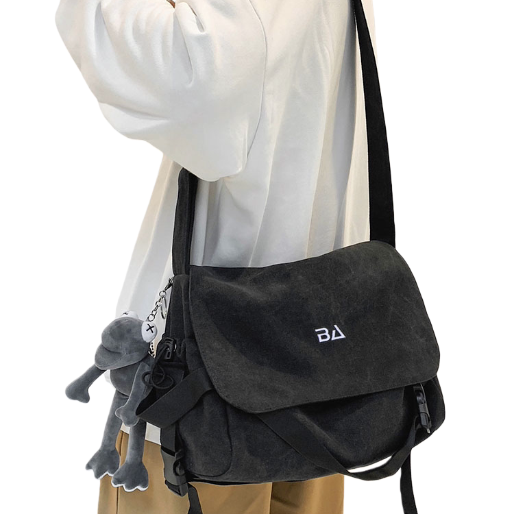 【官网正品】New Bcfauae NB黑色帆布单肩斜挎包大容量百搭休闲背
