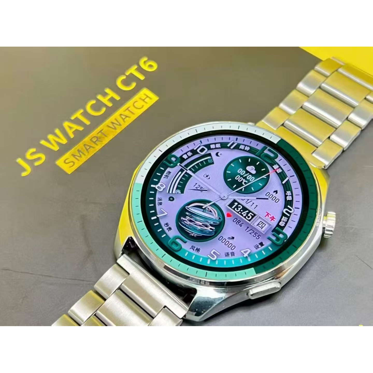 JS WATCHCT6智能手表男蓝牙通话心率睡眠监测多功能防水钢带手表