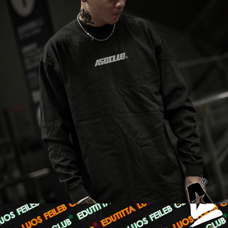 来福club美式西海岸小领长袖t恤