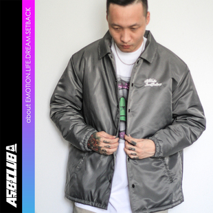 来福叶店棉服教练夹克棉衣街头美式滑板摇滚外套宽松保暖刺绣