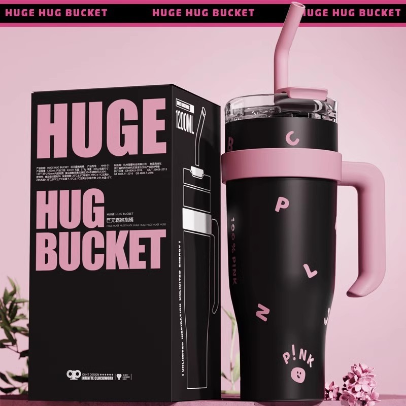 爆款巨无霸保温杯吸管 大容量304不锈钢女高颜值保冷冰霸水杯定制