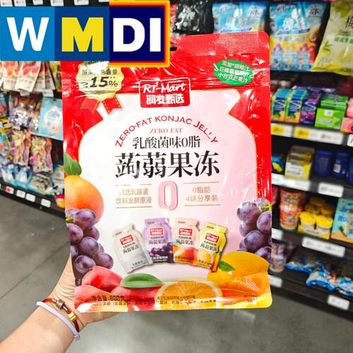 大润发正品代购润发甄选乳酸菌味蒟蒻果冻混合水果口味800g