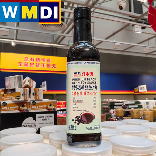 ALDI好生活特级黑豆生抽500ml瓶装减盐35%奥乐齐正品代购酱油调料