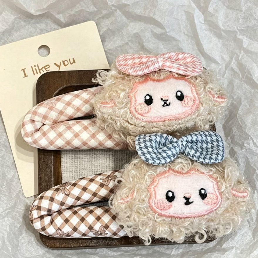 日系奶萌小羊BB夹蝴蝶结发夹甜美掰掰夹软妹可爱学生侧边刘海发夹图片