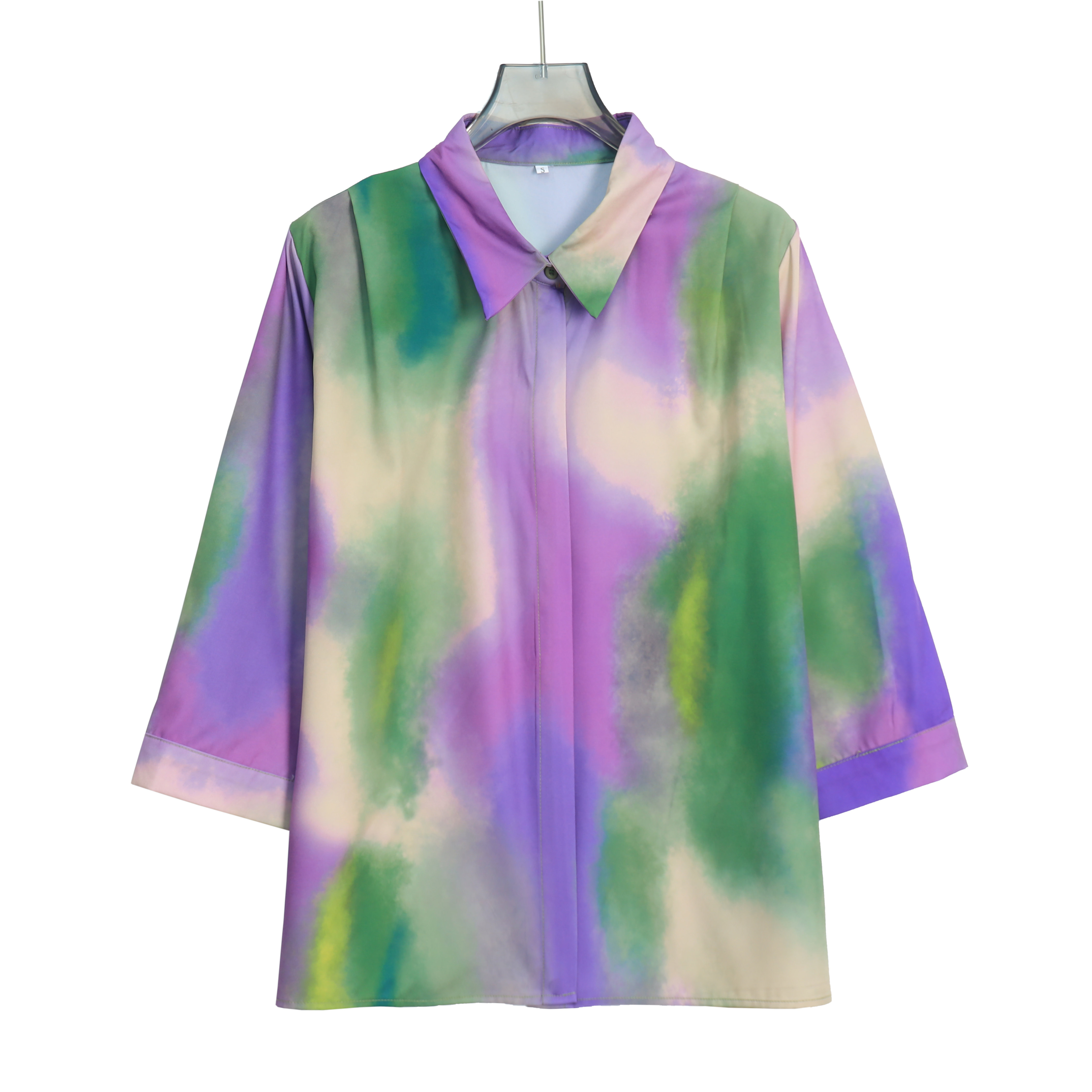 chase color 2023春新款个性ins彩虹印花撞色衬衫潮设计渐变扎染