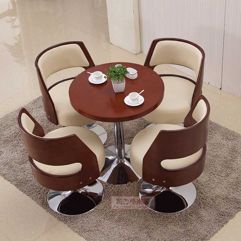 商用休闲厅客户洽谈桌网红简约茶几座椅喝茶桌一桌带四椅组合套装