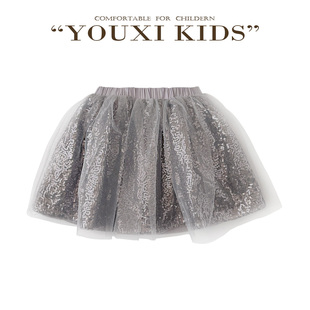 飞飞家·鎏金月华25新款半身裙亮片百搭女童时尚纱纱半裙 FF2592