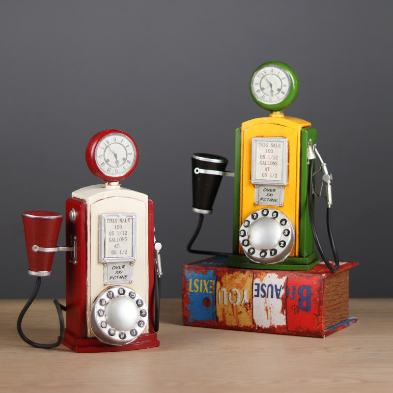 复古加油机模型铁艺怀旧酒吧橱窗陈列道具装饰摆设创意电话机摆件