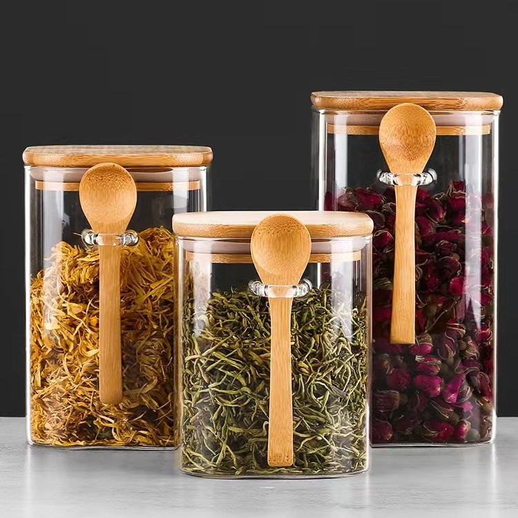 花茶罐茶叶罐玻璃储物罐五谷杂粮收纳盒密封罐食品级玻璃罐子