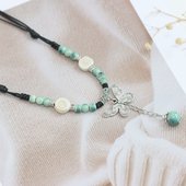 民族风景德镇陶瓷蝴蝶项链新中式 女可调节百搭736 国风瓷珠毛衣款