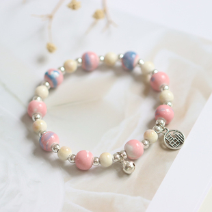 紫气福铃 新中式景德镇陶瓷手链闺蜜学生文艺气质瓷珠铃铛手串87