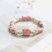 可爱卡通景德镇陶瓷骨头手链小清新学生五角星瓷珠手串饰品540