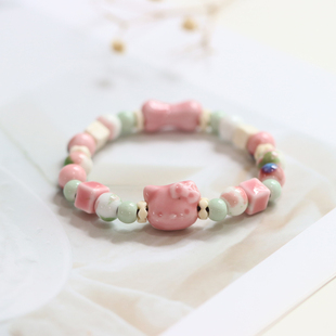 可爱卡通景德镇陶瓷骨头手链小清新学生五角星瓷珠手串饰品540