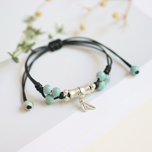 文艺小清新竹节景德镇陶瓷珠手链