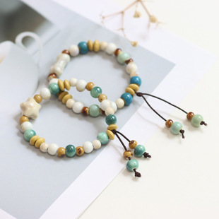 夕碧疏影 小清新景德镇瓷手串文艺情侣学生民族风手链531 新中式