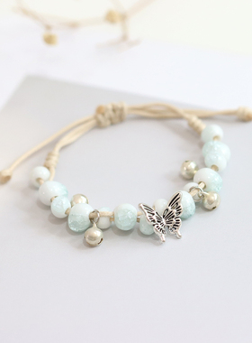 森系小清新手链陶瓷手编蝴蝶手串