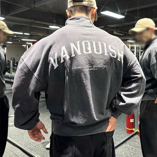 棉质宽松VANQUISH半拉链运动卫衣