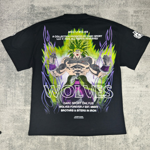 超帅DARCSPORT狼头超赛布罗利短袖龙珠运动健身宽松圆领棉质t恤