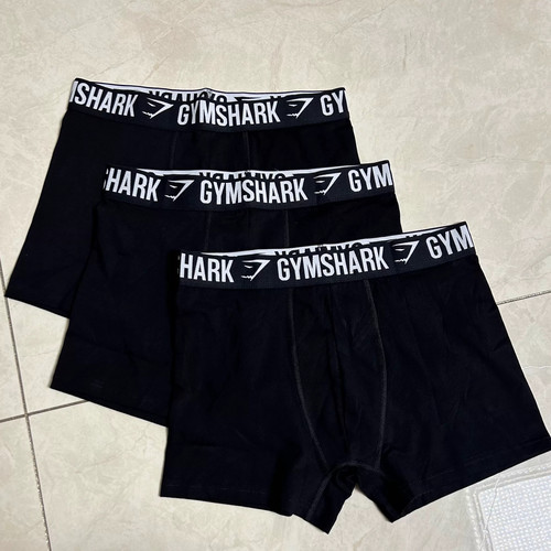 三条装GYMSHARK Boxer briefs男子运动休闲亲肤弹性棉平角内裤