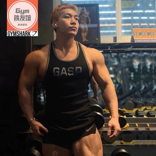 爆款GASP盖世普螺纹工字背心男美式健身训练运动弹力紧身坎肩无袖