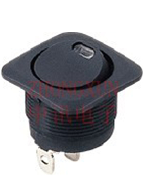 【中讯】船型开关KCD1-108-101N黑色带灯珠1圆形翘板电源4脚2挡定