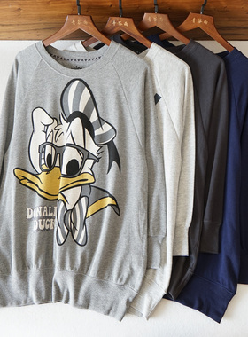 有大码中长款日系女士宽松休闲T恤卡通动漫长袖套头1213亲子装