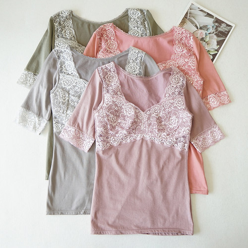 日系女士文胸背心大码五分袖短袖