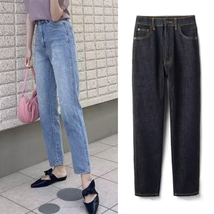 纯棉牛仔裤 子小码 时髦法棍小直筒长裤 女士裤 K160春秋女裤 日系新款