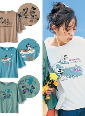 人气新款纯棉女士宽松显瘦短袖夏季T恤动漫印花T272一字肩A33