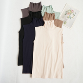 精致显瘦纯棉罗纹棉无袖 女士T恤打底内搭外穿高领女装 上衣纯T520