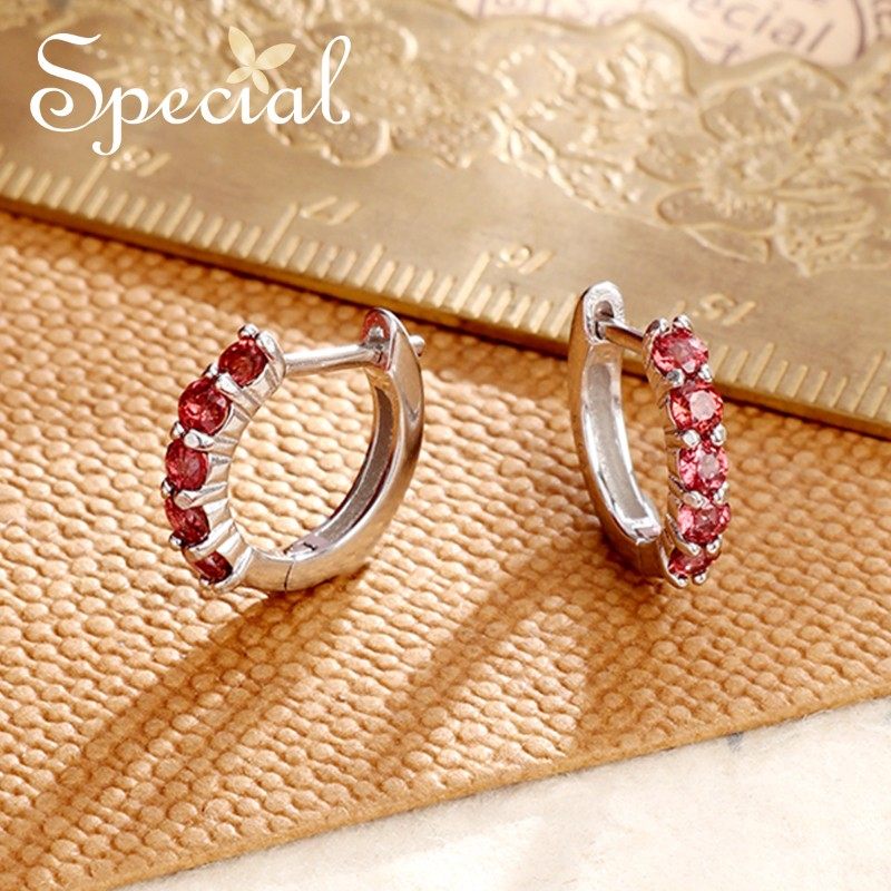 SPECIAL欧美风石榴石气质轻奢S925银耳钉女耳环耳饰2026年新款