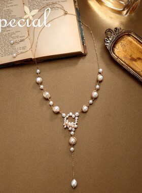 SPECIAL镀金工艺淡水珍珠个性潮毛衣链项链长链时尚女款2026新品