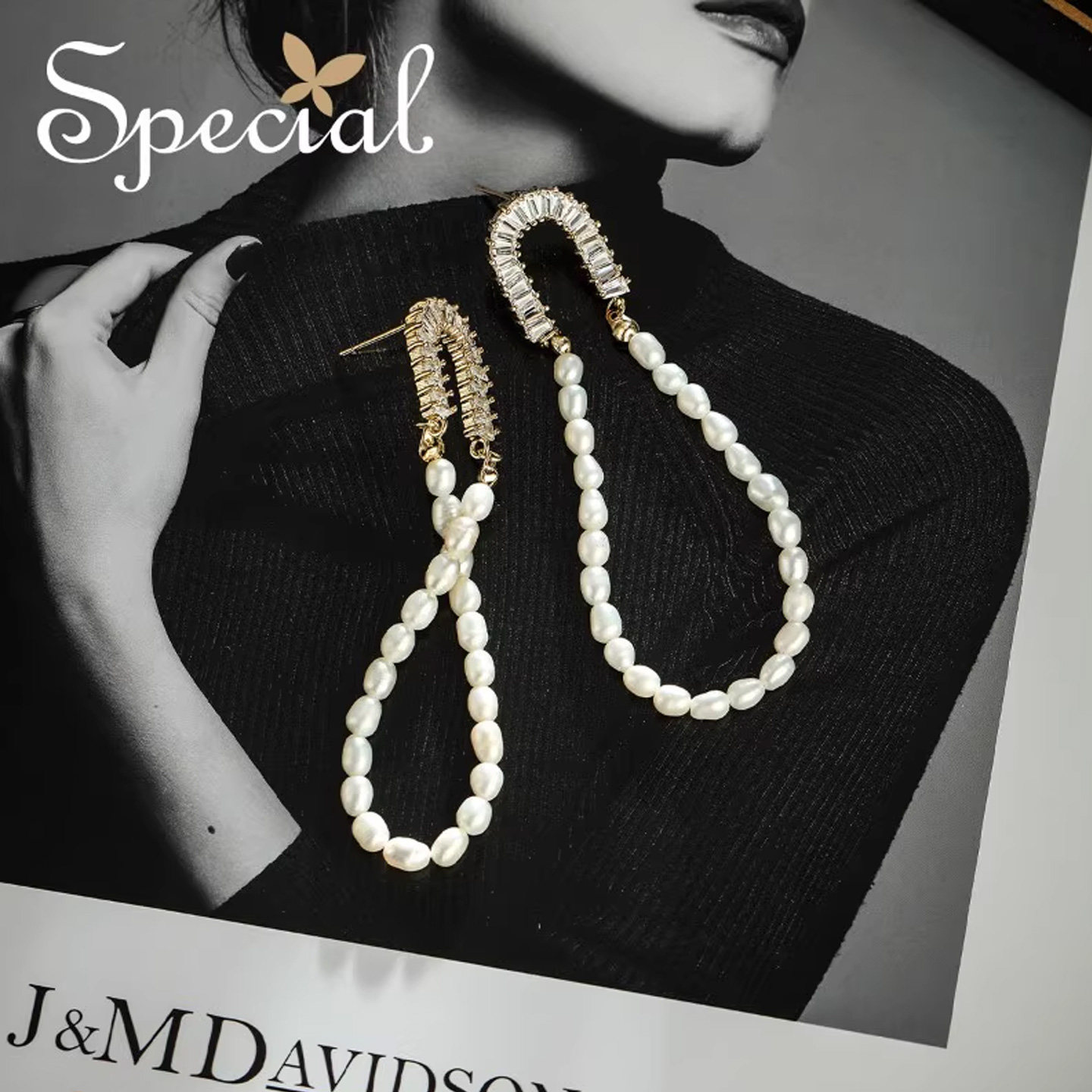 SPECIAL淡水珍珠个性设计长款显瘦耳饰耳钉耳坠耳环女2026年新款,饰品/流行首饰/时尚饰品新,耳钉,淘宝优惠券,粉丝福利购,淘宝优惠卷