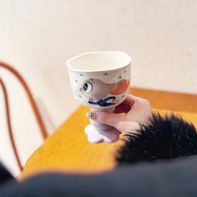 疯狂动物高脚手握陶瓷马克杯高颜值可爱卡通情侣喝水杯子送伴手礼