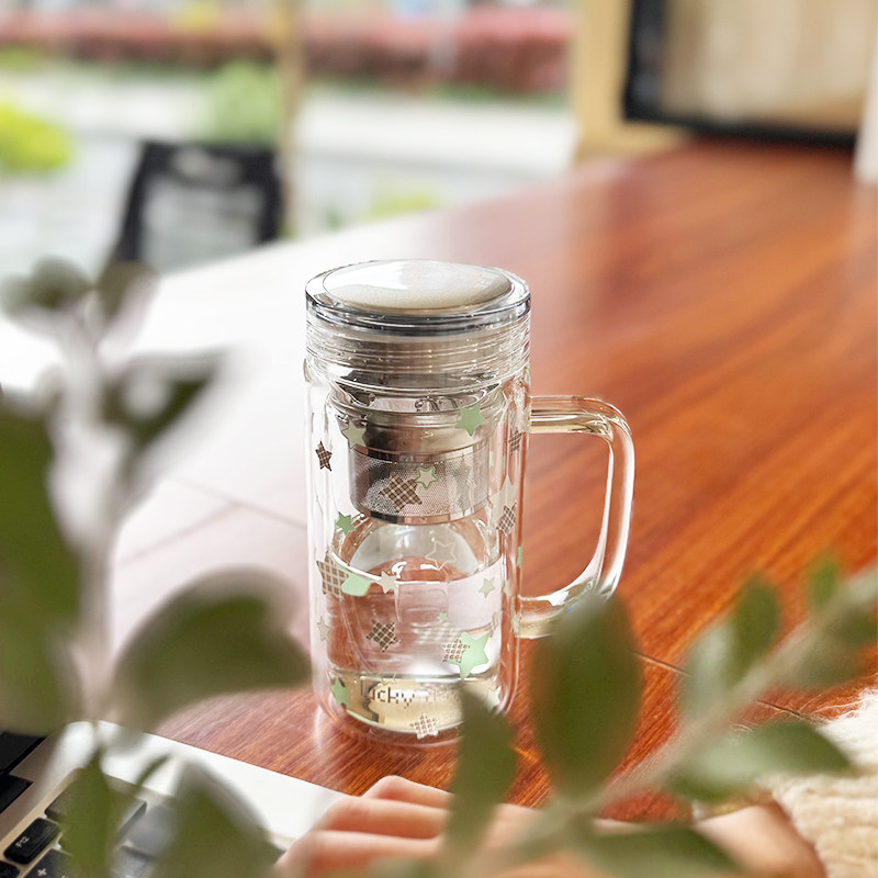 帝怡玻璃物语双层玻璃杯高颜值小众创意家用喝水杯子办公室水杯