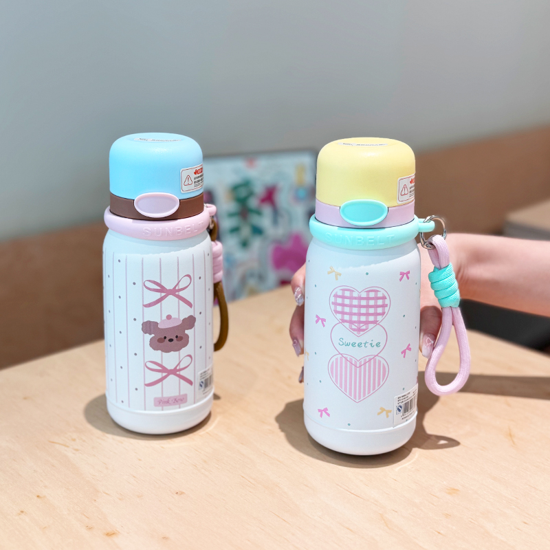 可爱一杯三饮保温杯高颜值小众创意多巴胺配色316不锈钢保温杯子